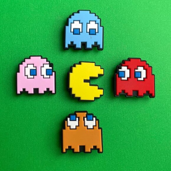 Pacman Crocs Shoe Charms Set of 5 - jibbitz Charms - Picture 1 of 3